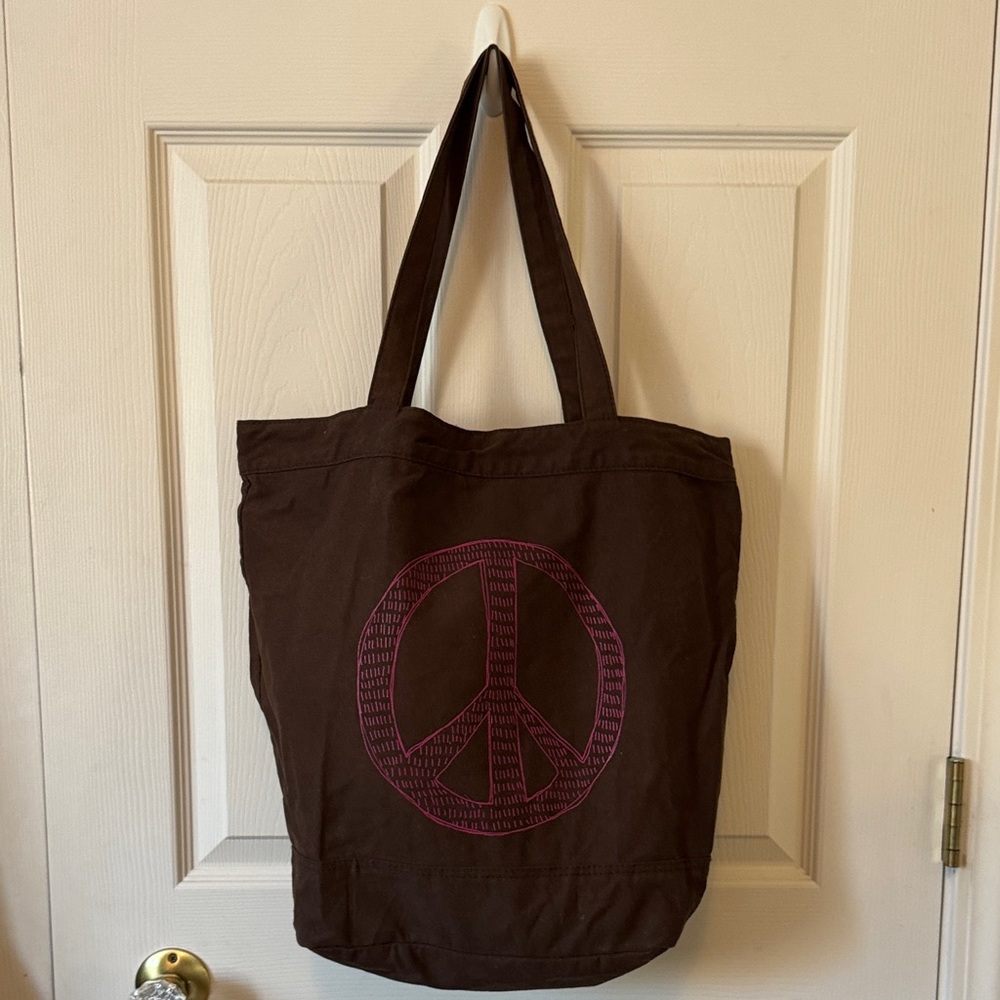 Old Navy Brown Tote with Peace Sign